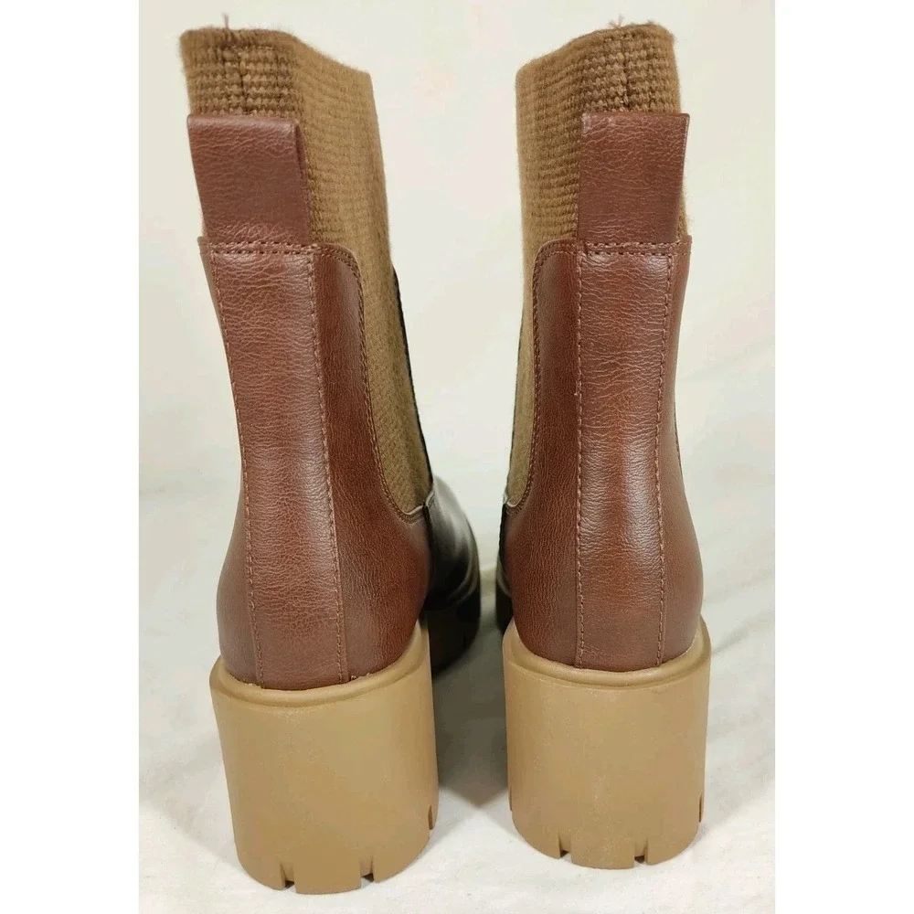 SUN STONE‎ Womens Verityy Faux Leather Ankle Boots | Walnut | 9.5M